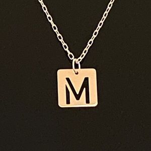 Yellow Gold Initial M-Diamond-cut Necklace 16/18